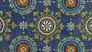 Geometric star pattern, detail of the vault. Mausoleum of Galla Placidia, Ravenna, Italy